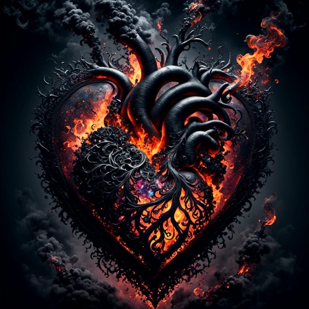 Burning Lava Heart with Intricate Details