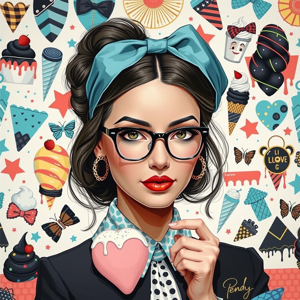 Elegant Woman with Braids and Ice Cream