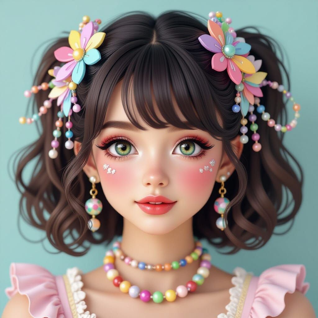 Colorful Kawaii Decora Fashion with Beads