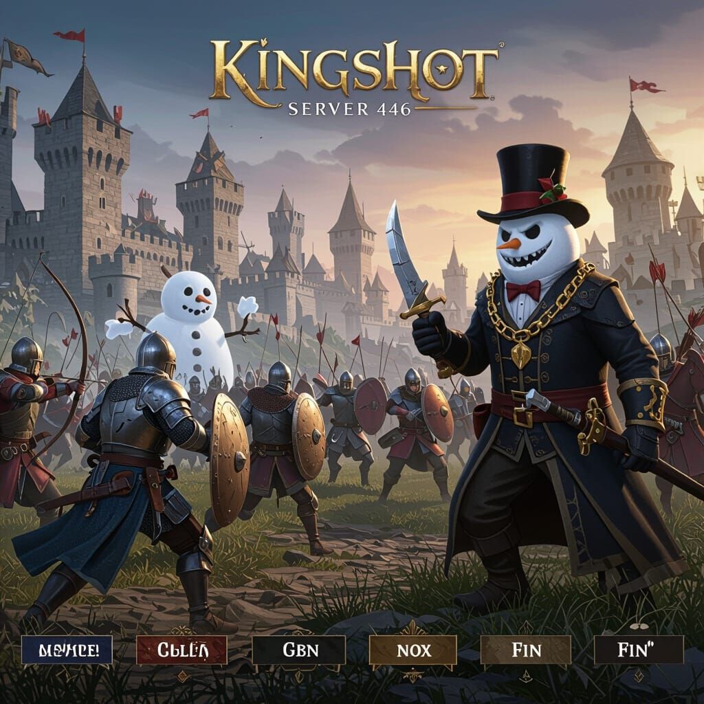 Kingshot Medieval Battle Scene with Frostie the Snowman