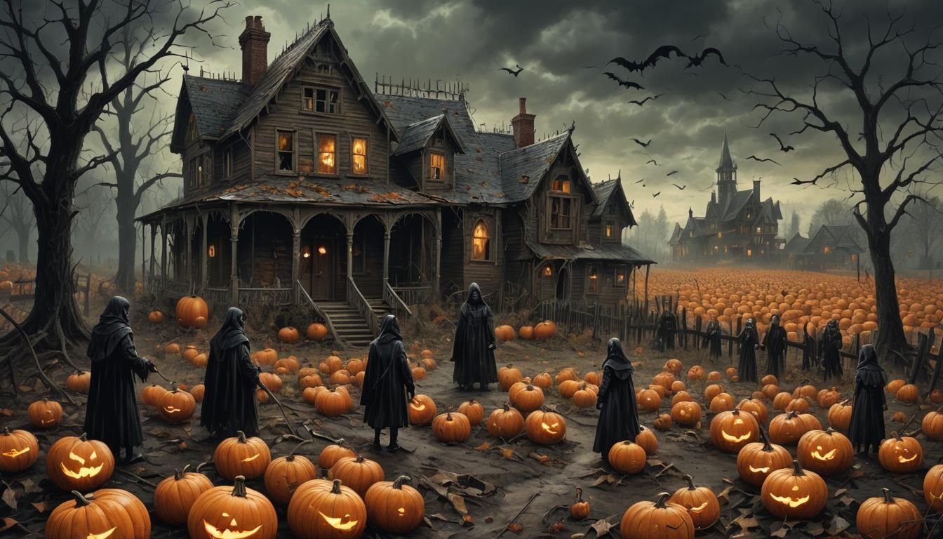 Gothic Pumpkin Pie Horror Landscape