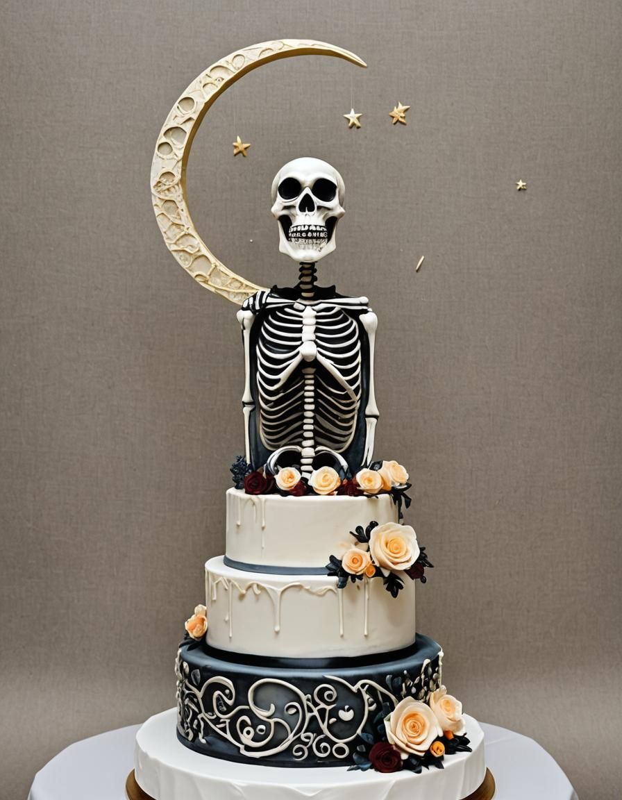 Skeleton with Moon Wedding Cake