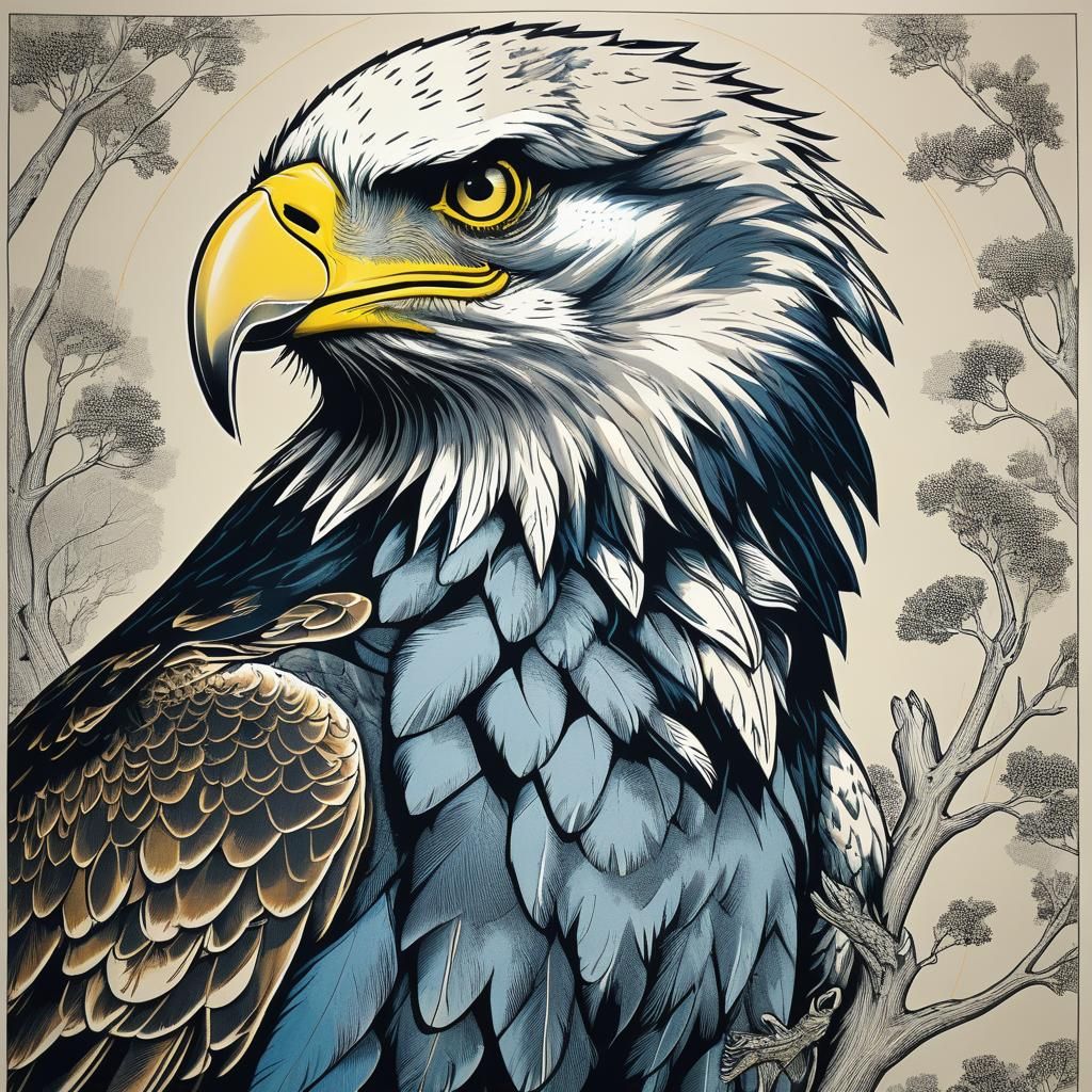 Eagle Screen Print with Thick Outline