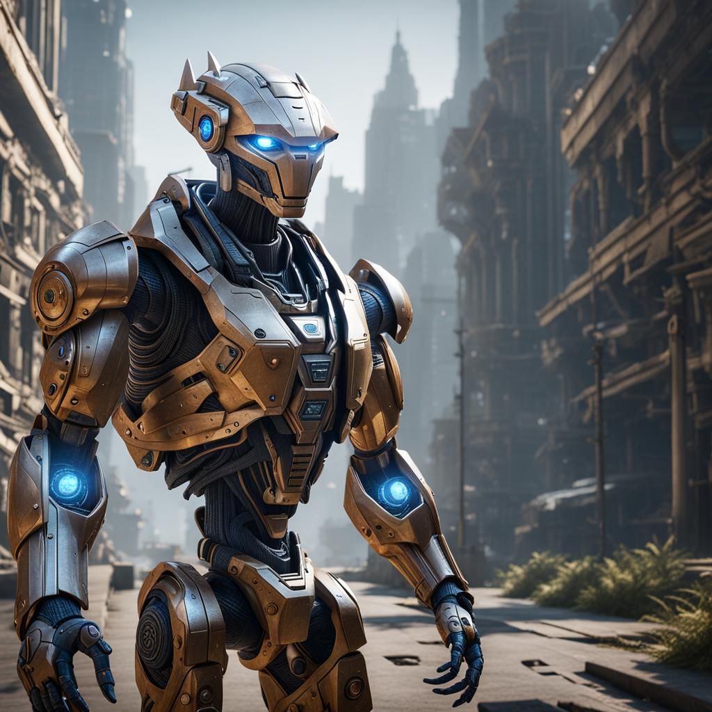 Anthropomorphic AI in Post-Human World: 3D Cinematic Render