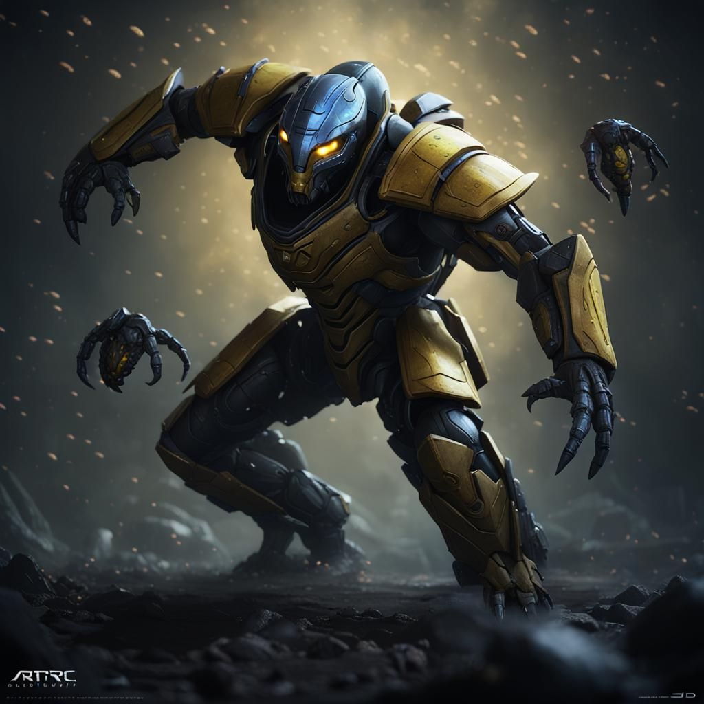 Cyrax Mask and Zerg Swarm in 3D Game Style