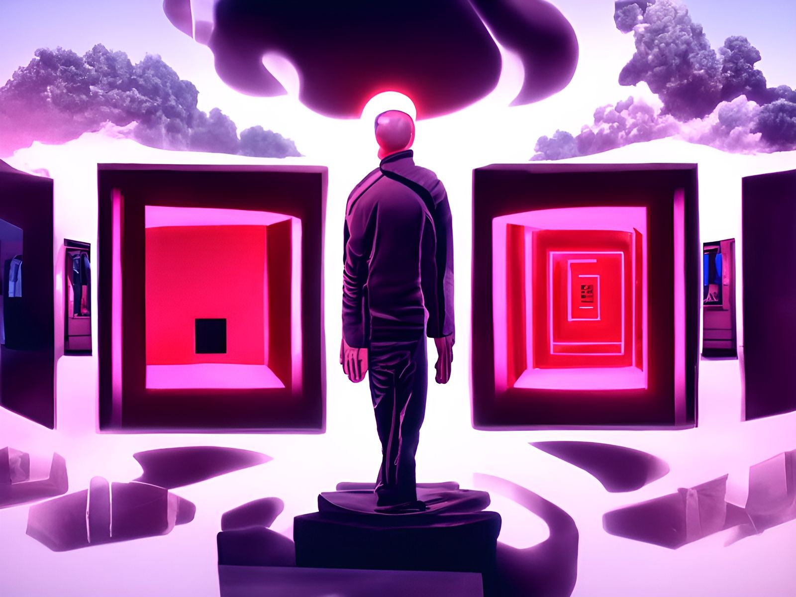 Enigmatic Metaphysical Rendering in Holographic Style