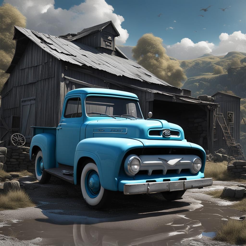 Old Barnyard with a 1954 Ford Truck