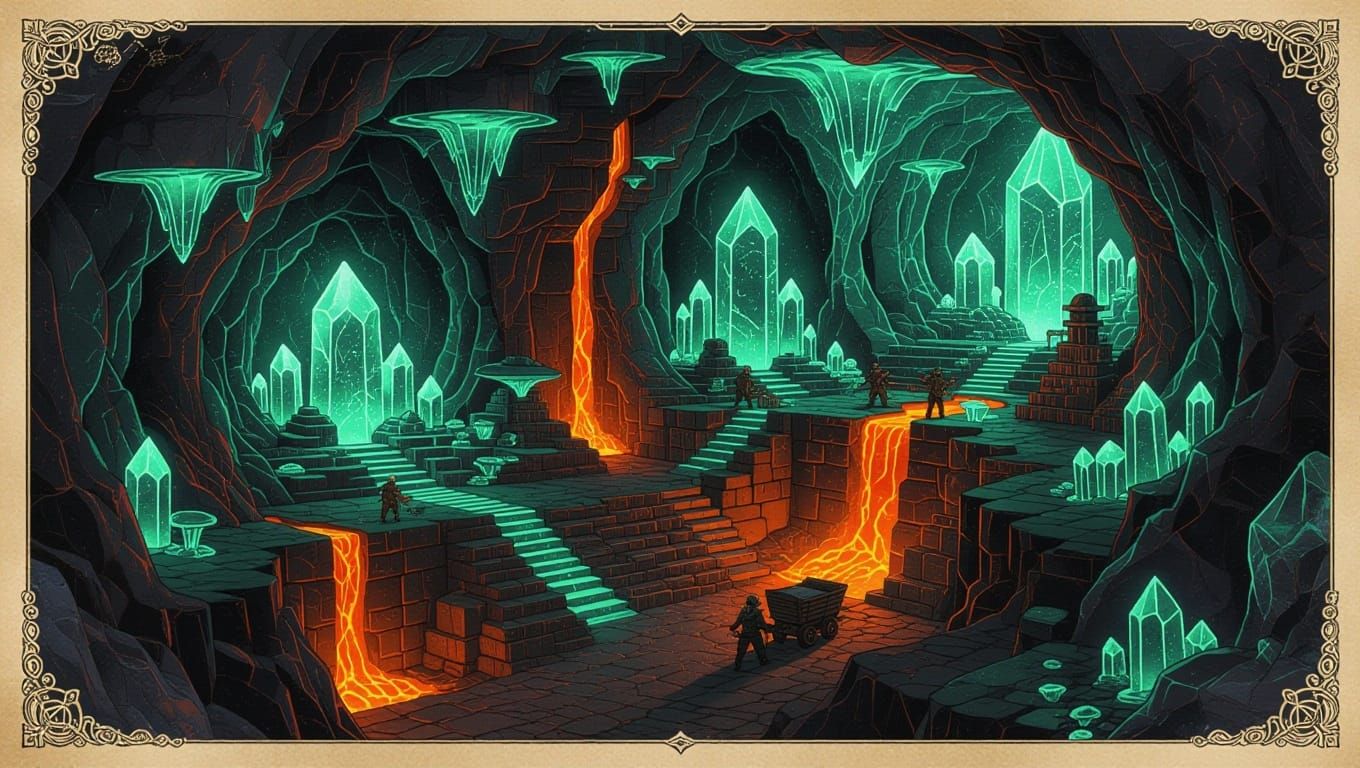 Crystal Caverns City - Ink-and-Parchment Style Fantasy Map