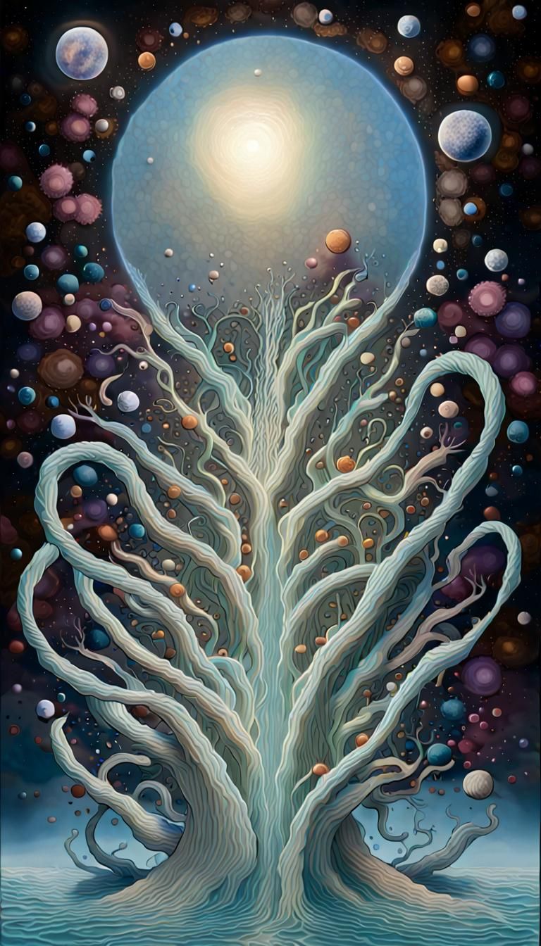 Cosmic Alien Tree of Knowledge: Surreal Digital Art