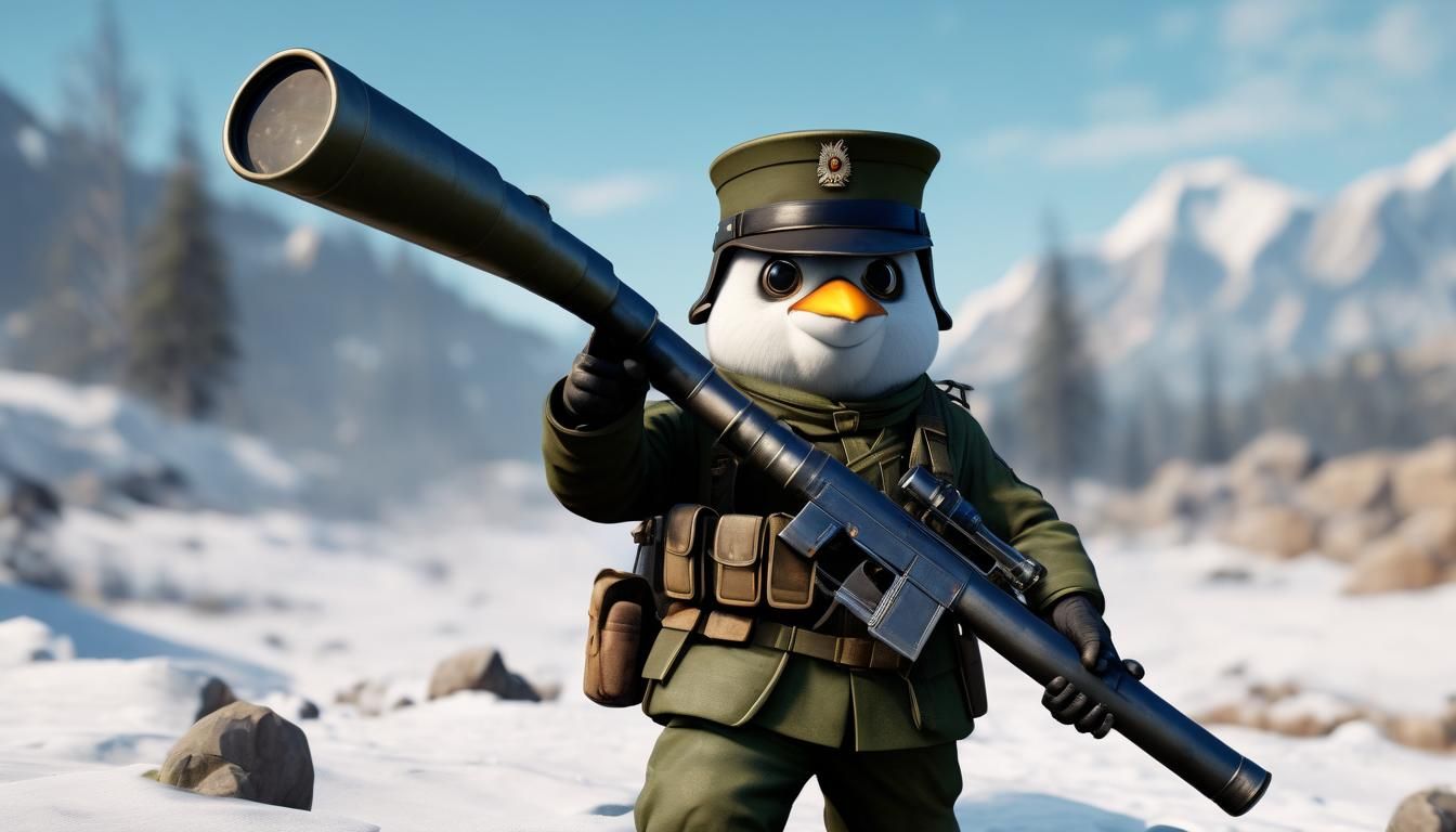 Penguin Soldier with Bazooka in 3D Game Style