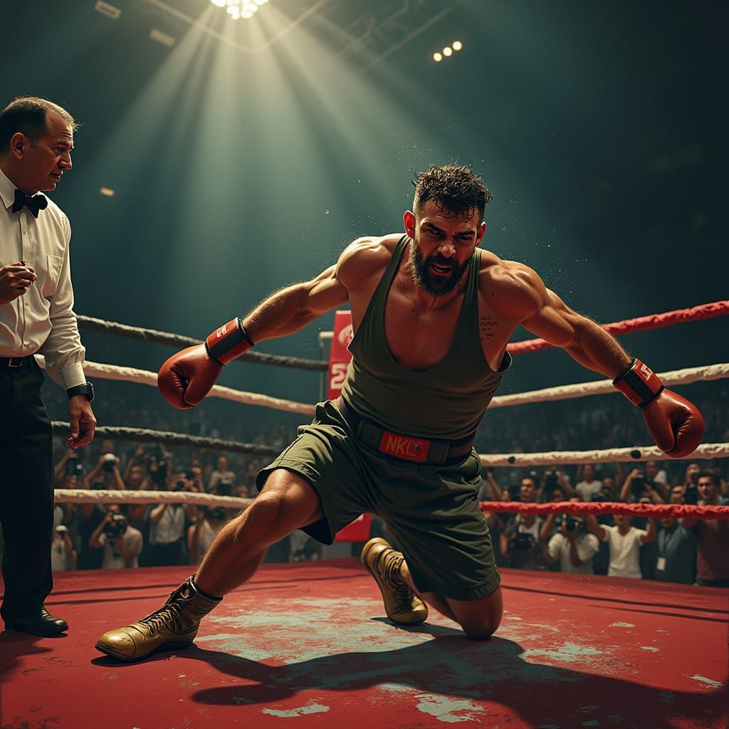 Boxer's Gritty Comeback in the Dimly Lit Ring