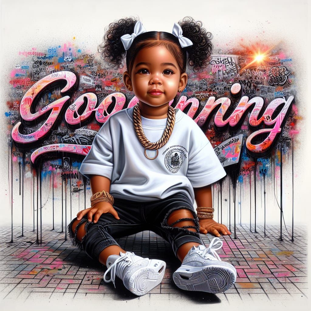 Hyper-Realistic Painting of Girl with Graffiti Art