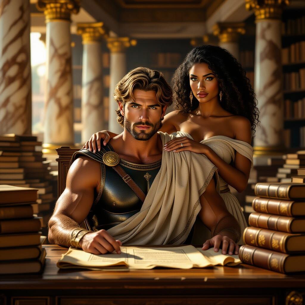 Ancient Greek Scholar in Dramatic Digital Painting