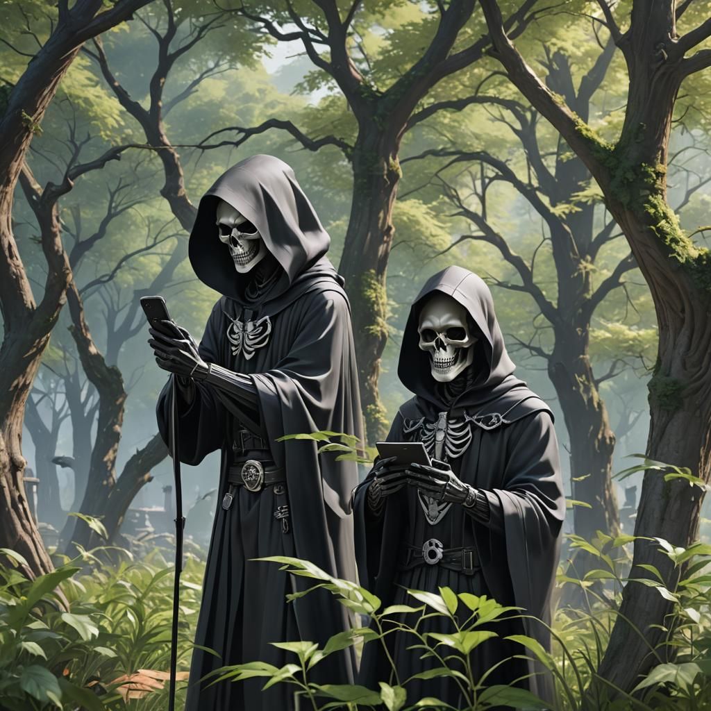 Grim Reaper Photographs Mother Nature in Anime Style
