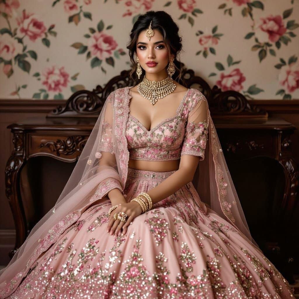 Elegant Indian Bride in Floral Setting