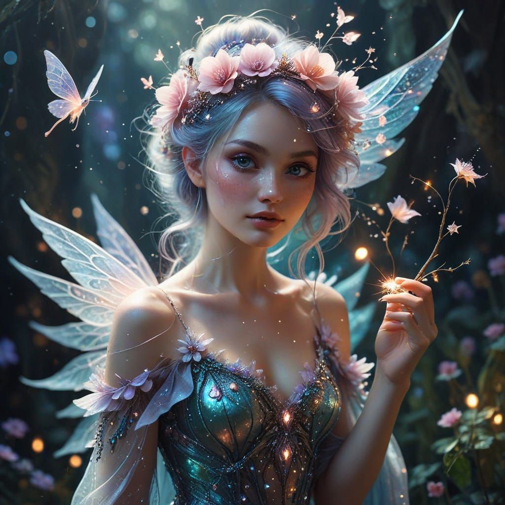 Enchanting Whimsical Fairy in Delicate Fantasy Art