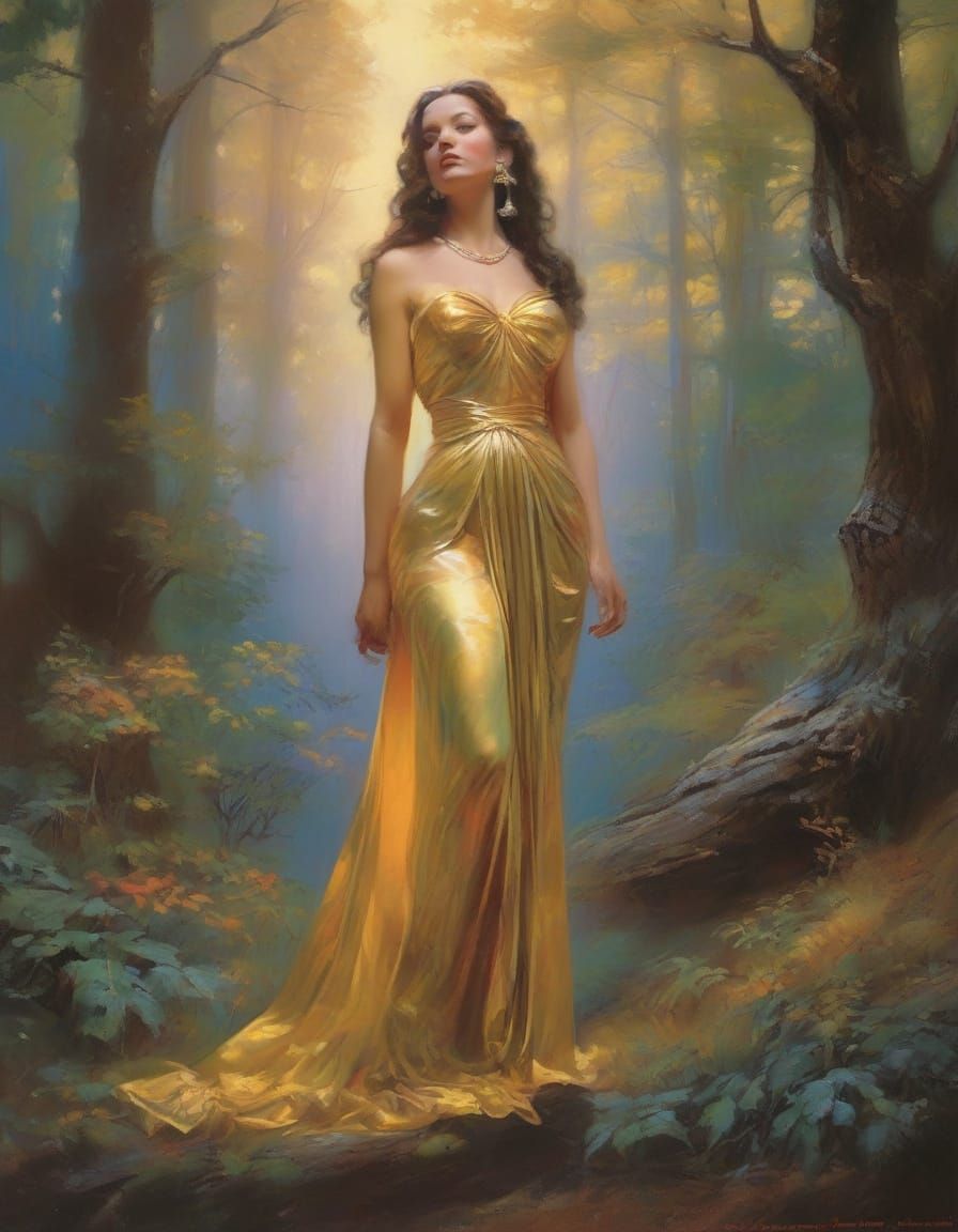 Goddess in a Vibrant Mystical Forest
