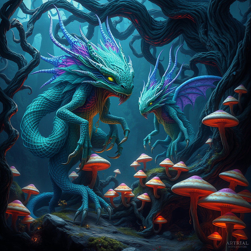 Knitted Creatures in a Fantasy Realm: Matte Painting