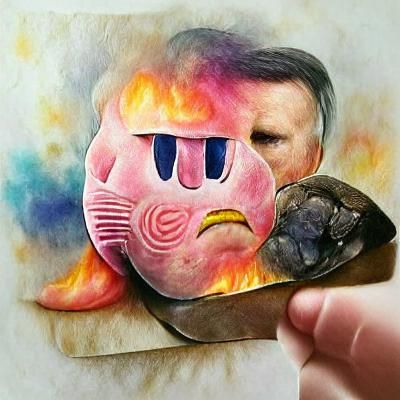 Realistic Watercolor of Burned Kirby Character