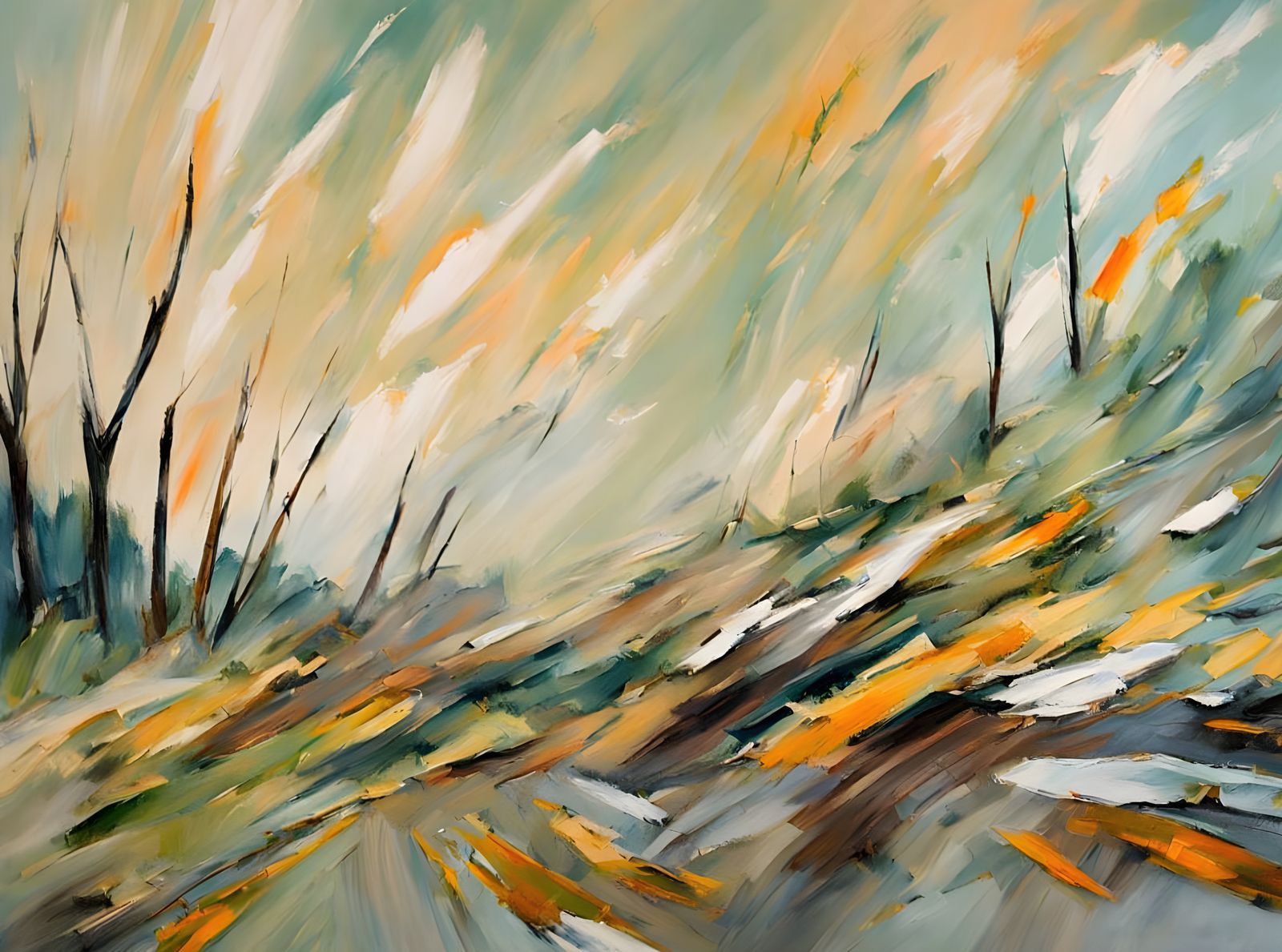 Provence Valley Landscape in Modern Impressionistic Style