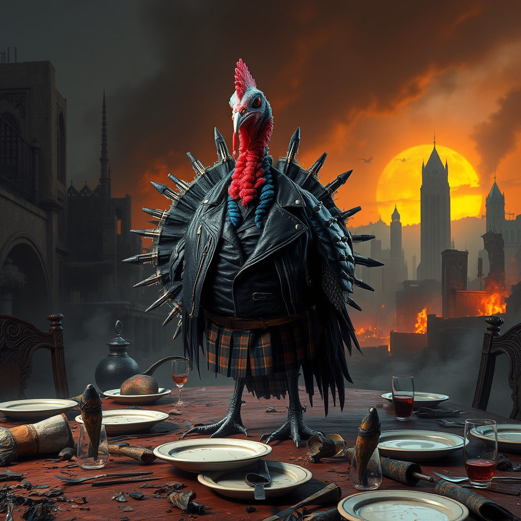 Punk Rock Turkey Anarchy in Cyberpunk Style