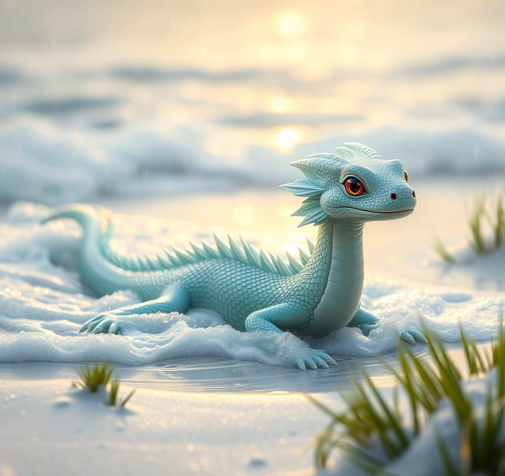 Serene Water Dragon in Morning Bay