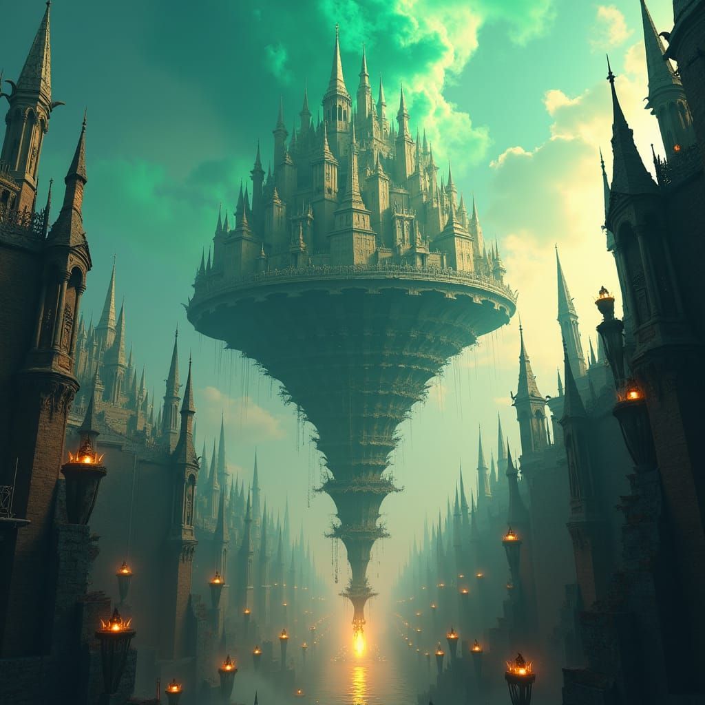 Upside-Down Emerald City: Fantasy Concept Art