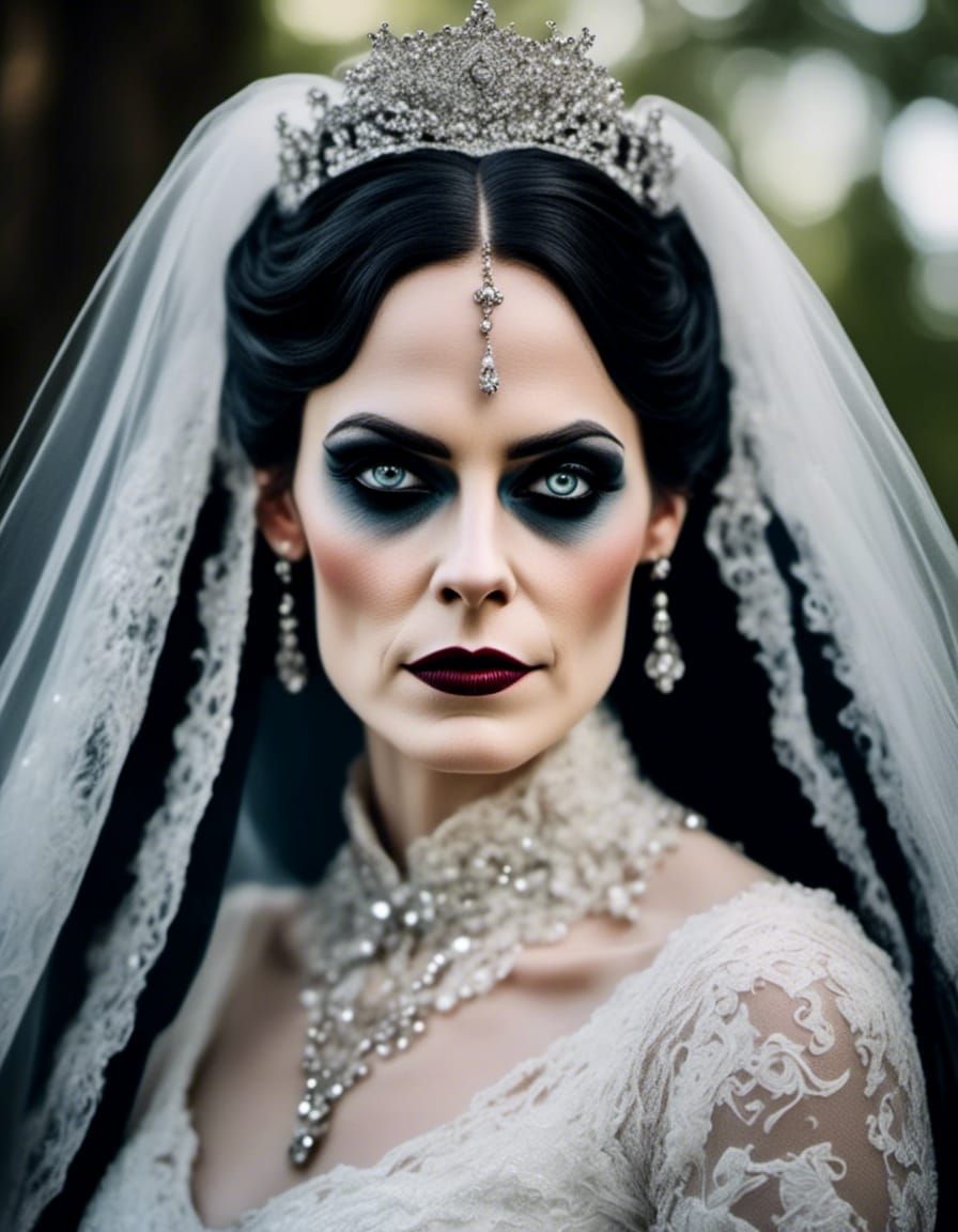 Josette Collins, dressed as a victorian bride, a gothic char...