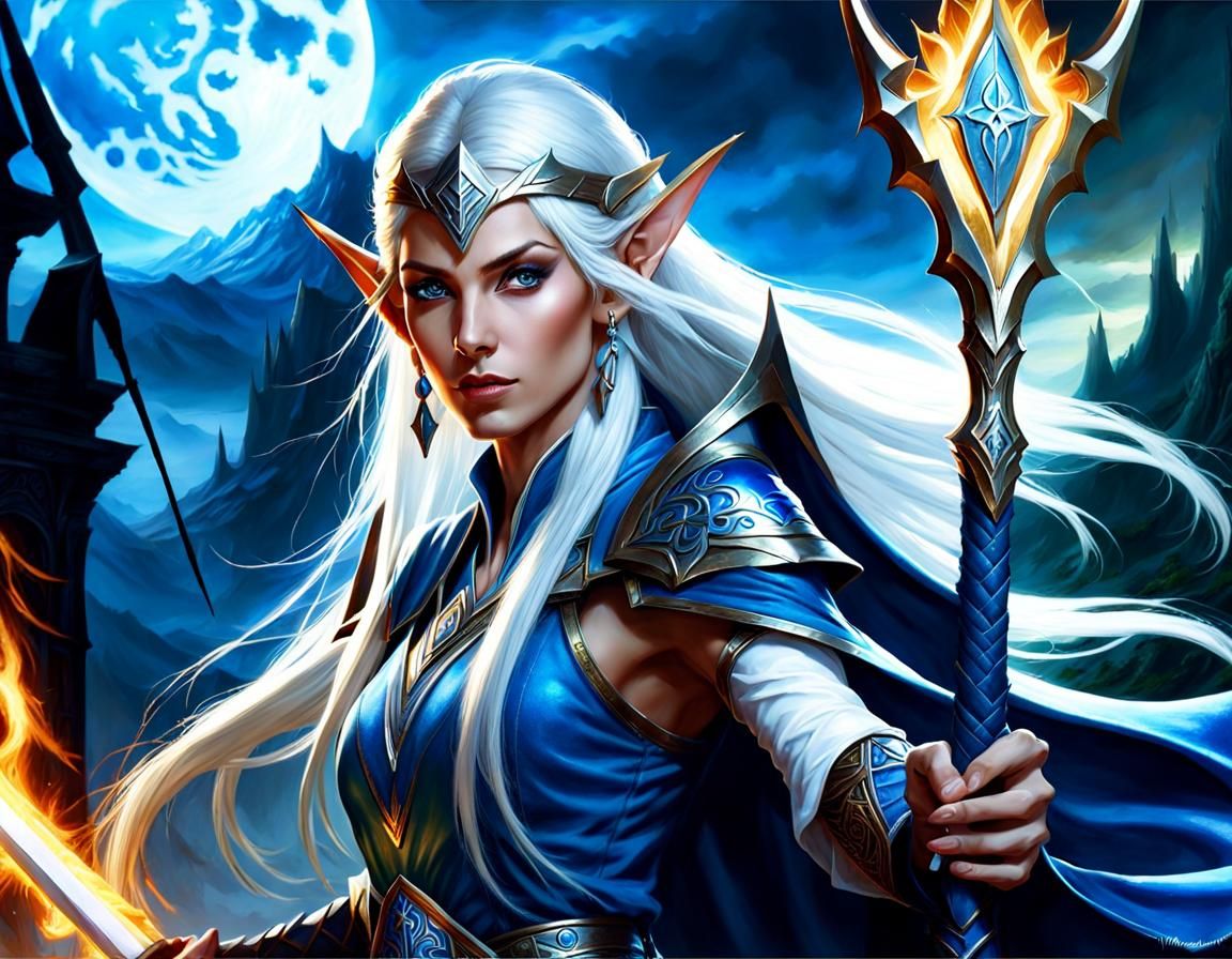 High Elf War Mage Portrait in Fantasy Style