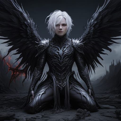 Fallen Angel in Desolate Wasteland