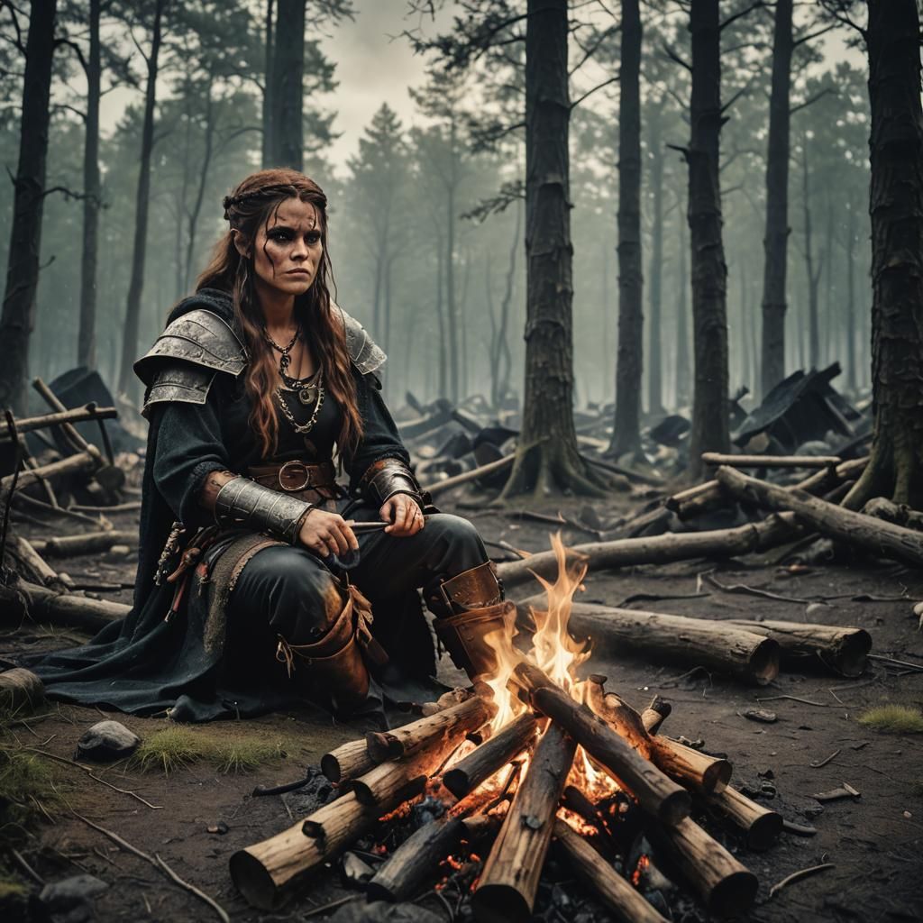 Dhampir Barbarian in Gothic Cinematic Portrait