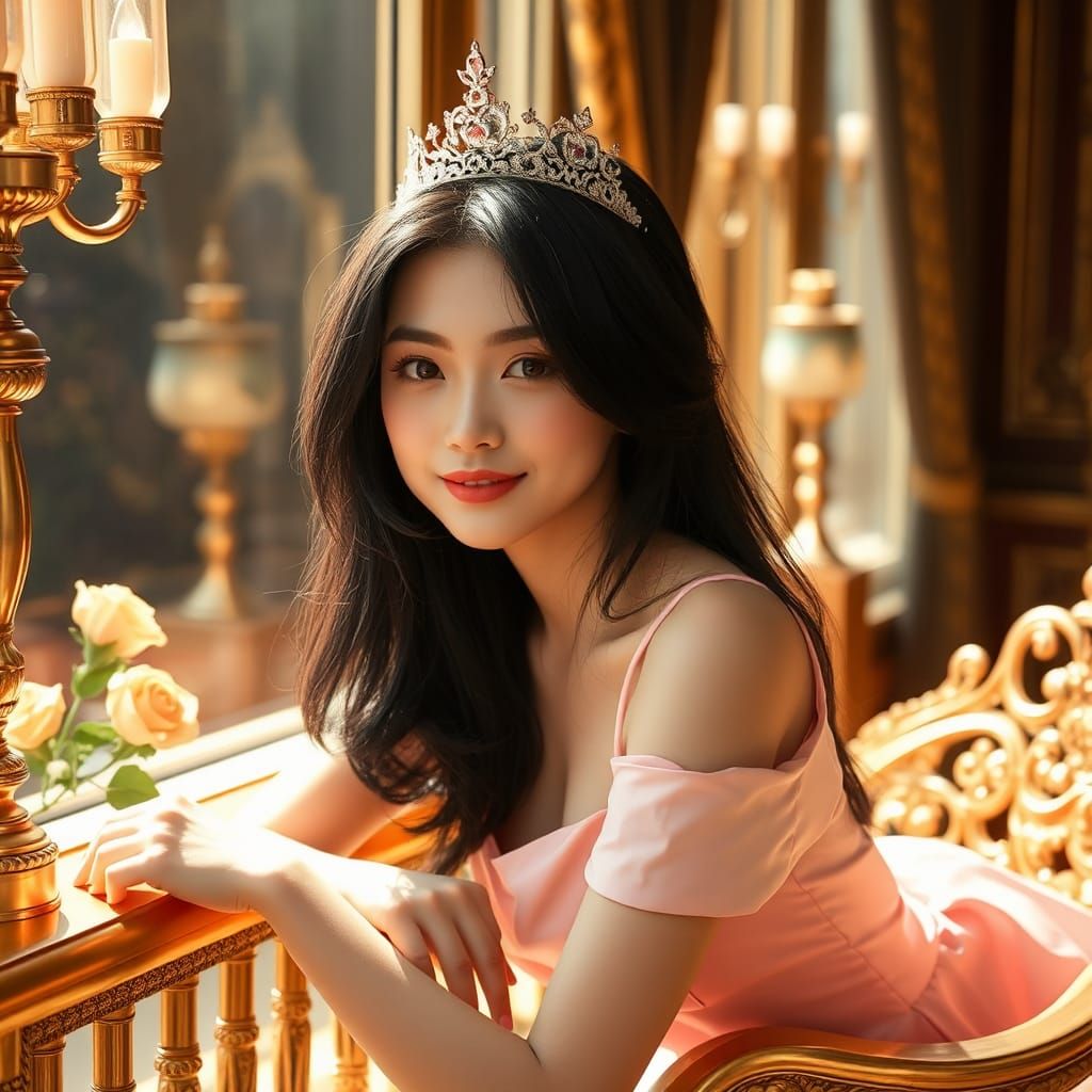 Japanese Girl with Golden Accents