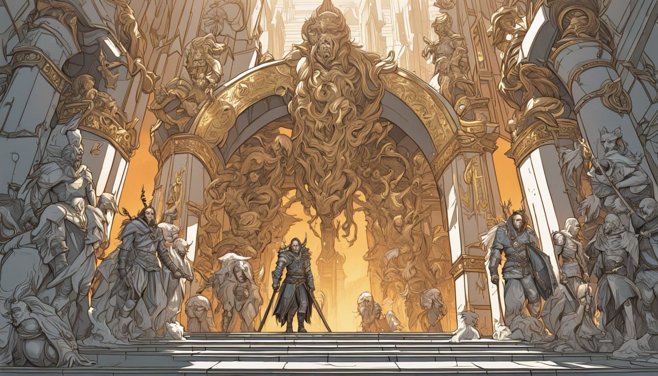 Epic Oil Painting of Norse Warriors Entering Valhalla