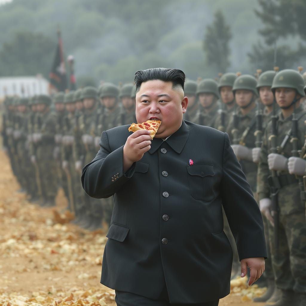 Kim Jong Un Eating Pizza, Professional Photography