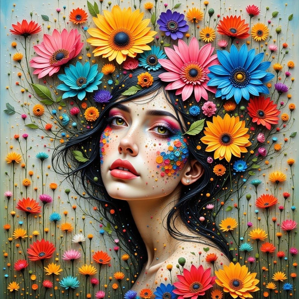 Whimsical Woman in Dadaist Mixed Media