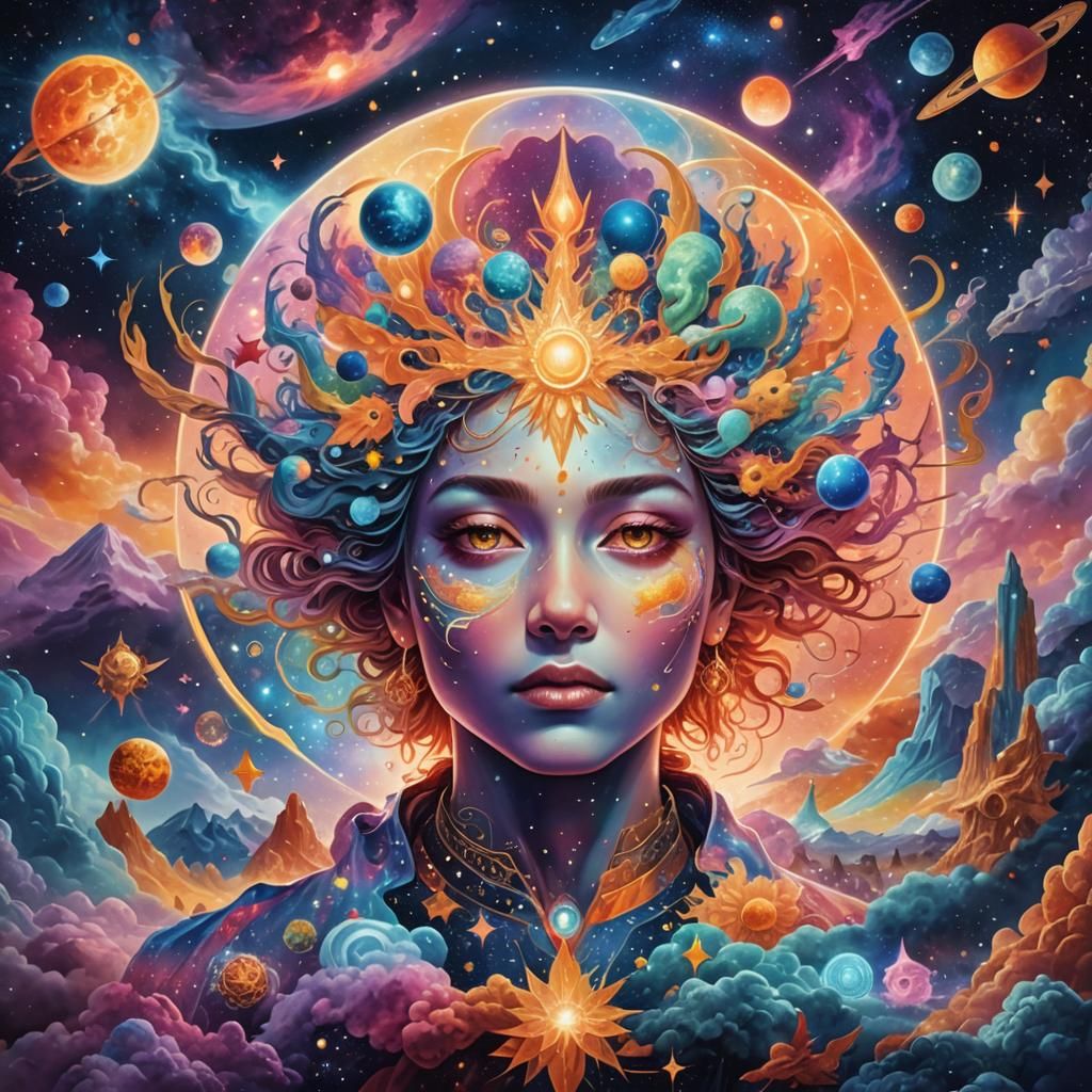 Holographic Cosmic Dreamscape in Mixed Media