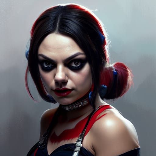 Harley Quinn Inspired Portrait in Art Nouveau Style
