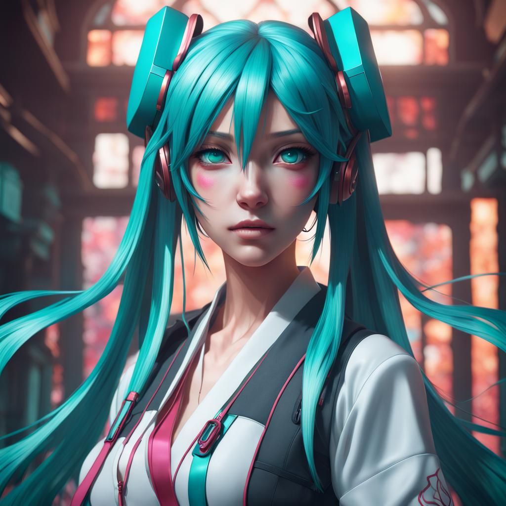 Hatsune Miku Portrait in Art Nouveau Style