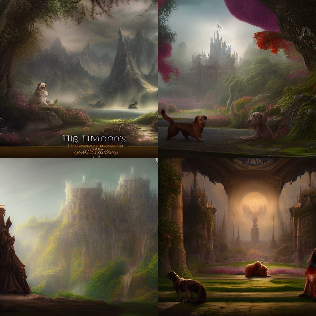 Regal Dog Portrait in Detailed Fantasy Art Style