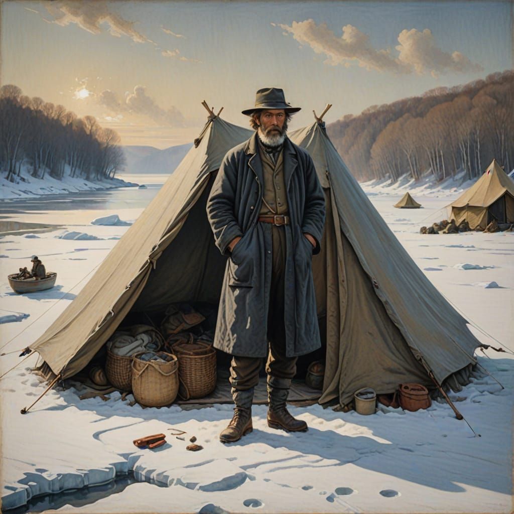 Serene Winter Fisherman's Camp