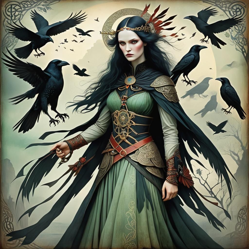 Morrigan, Celtic Goddess of War in Fairytale Style