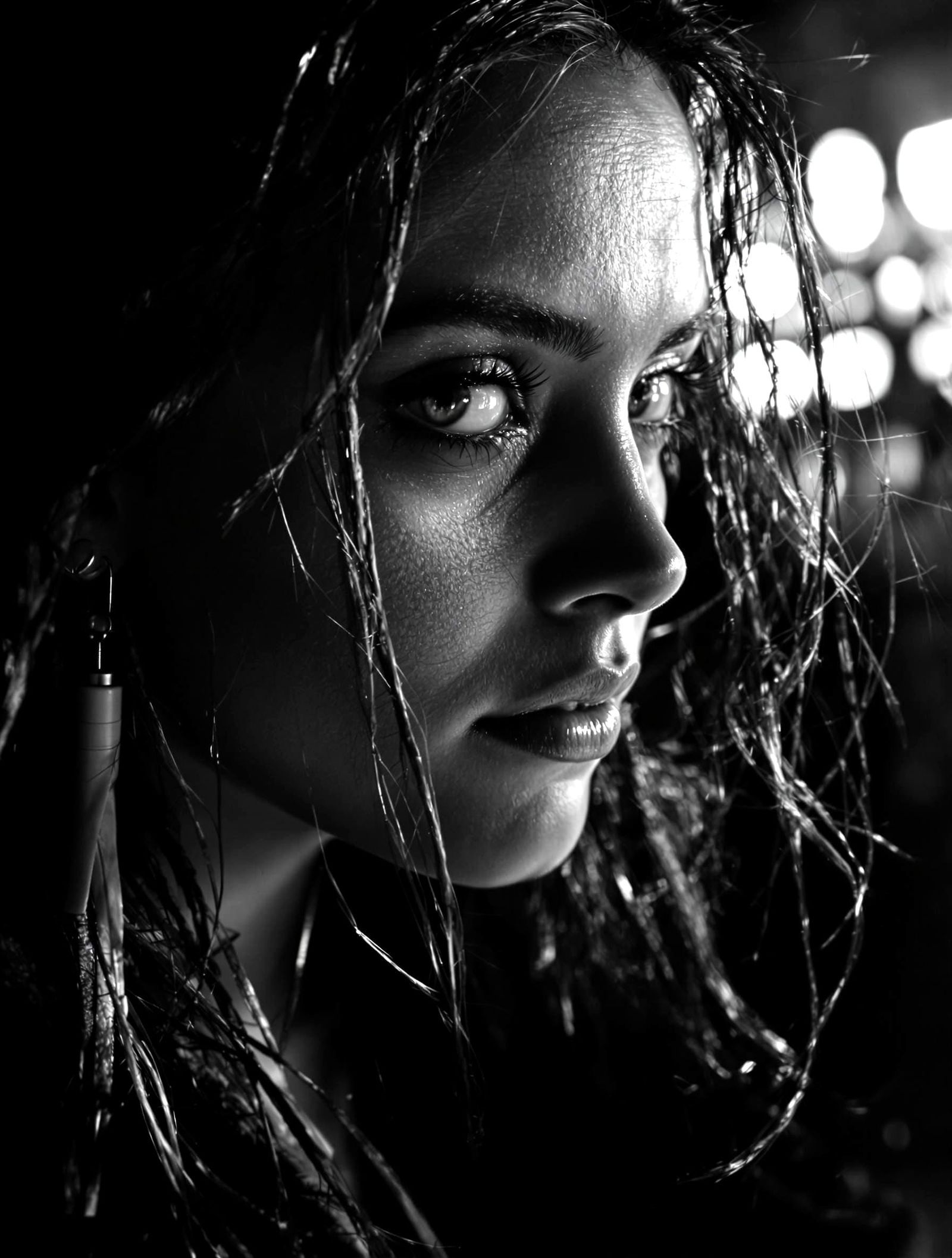 Dramatic B&W Portrait in Fashion Editorial Style