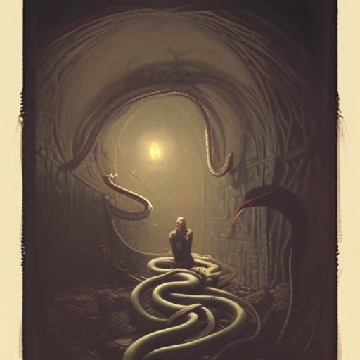 Horrific Snake Inside Rat Illustration