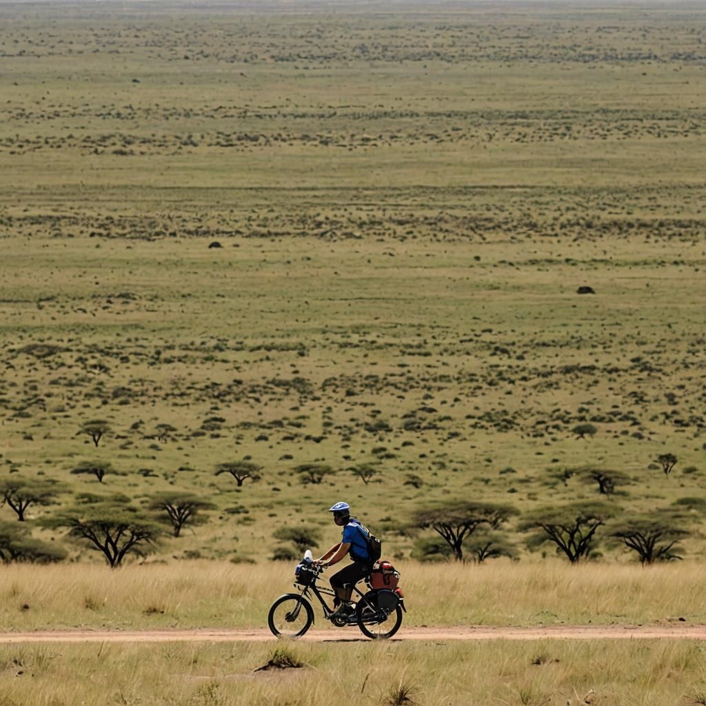 Touring Bike Across Vast Savannah