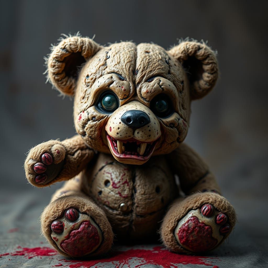 Creepy Mutated Teddy Bear Generated by AI