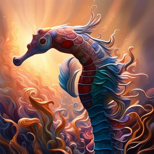 Hyperrealistic Seahorse in Splash Art Style