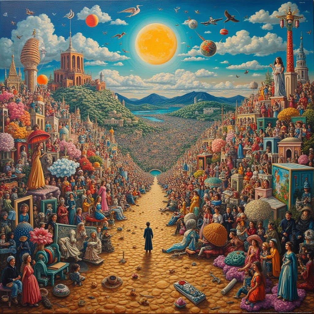 Surrealist Masterpiece of 1000 Famous Paintings in a Vibrant...