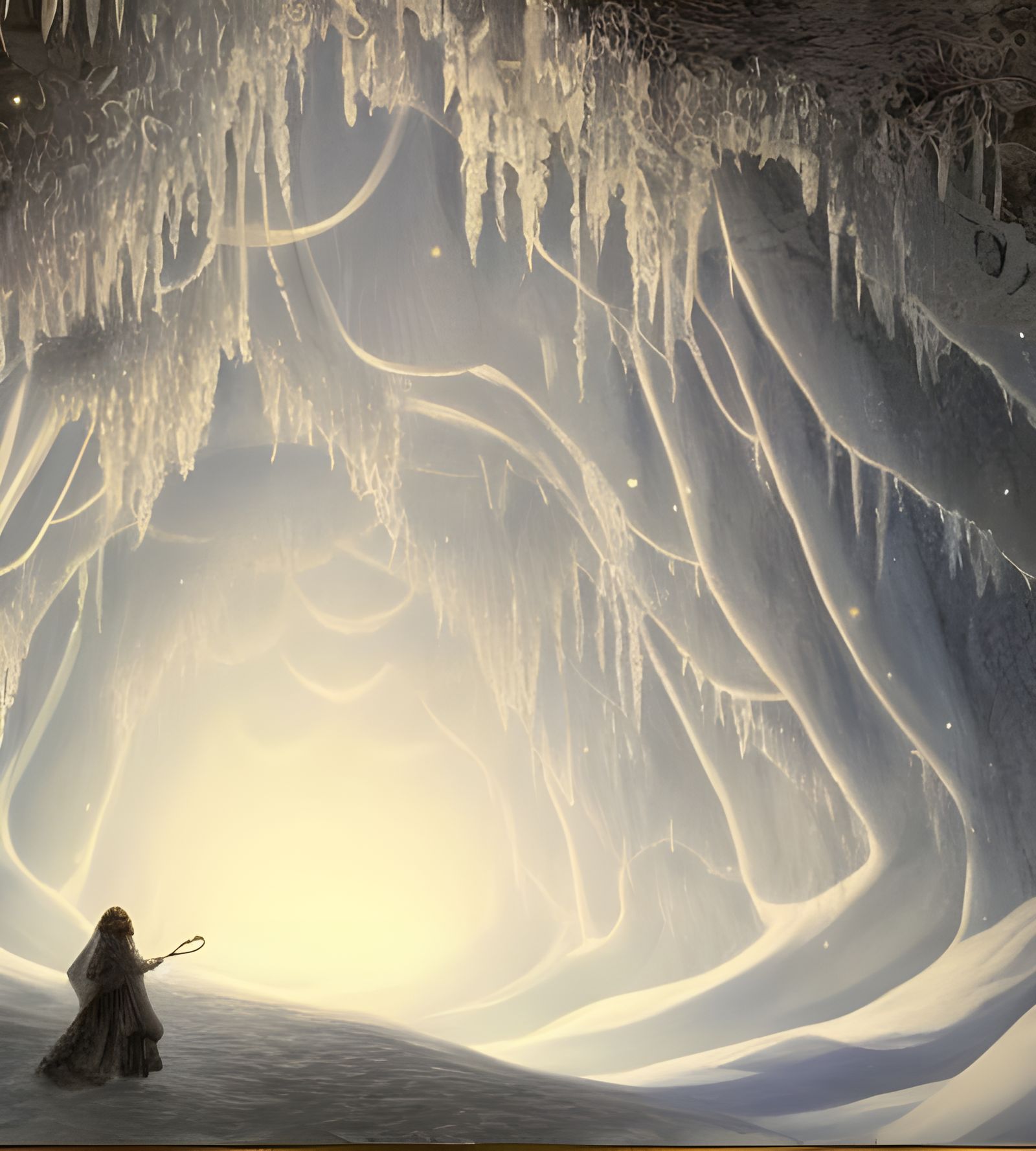 Magical Arctic Cave with Crystalline Sparkles