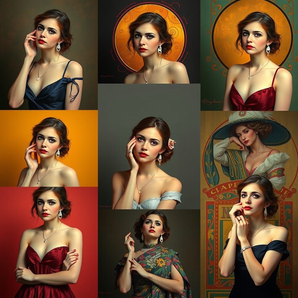 Art Nouveau Woman: Nine Portraits in Varied Styles