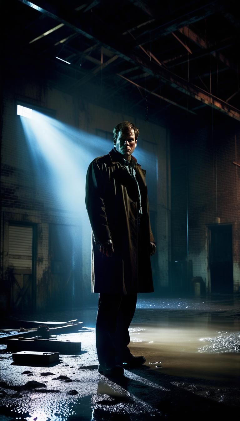 Sleuth in Noir Atmosphere Investigates the Dark